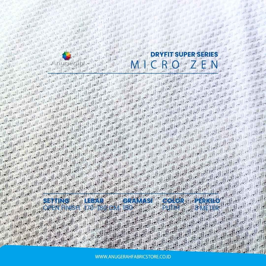 Tekstur mikrofiber kain Dryfit Micro Zen Premium Super warna putih